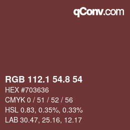 Color code: RGB 112.1 54.8 54 | qconv.com