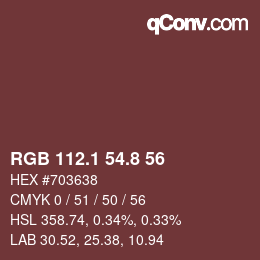 カラーコード: RGB 112.1 54.8 56 | qconv.com