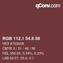 Color code: RGB 112.1 54.8 58 | qconv.com