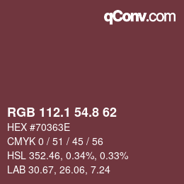 Color code: RGB 112.1 54.8 62 | qconv.com