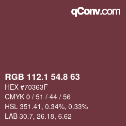 カラーコード: RGB 112.1 54.8 63 | qconv.com