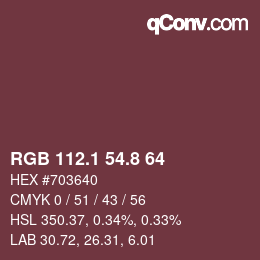 カラーコード: RGB 112.1 54.8 64 | qconv.com