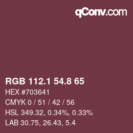カラーコード: RGB 112.1 54.8 65 | qconv.com