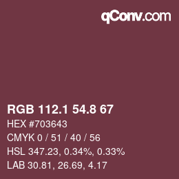 Color code: RGB 112.1 54.8 67 | qconv.com