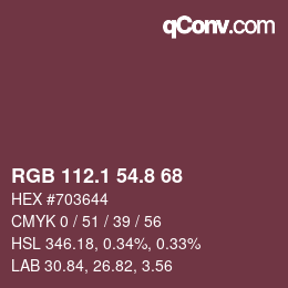Color code: RGB 112.1 54.8 68 | qconv.com