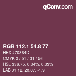 Color code: RGB 112.1 54.8 77 | qconv.com
