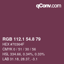カラーコード: RGB 112.1 54.8 79 | qconv.com