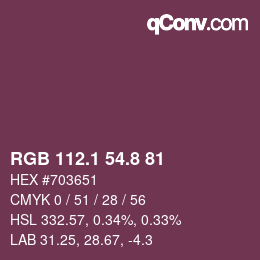 カラーコード: RGB 112.1 54.8 81 | qconv.com
