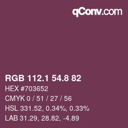 Color code: RGB 112.1 54.8 82 | qconv.com