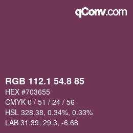 カラーコード: RGB 112.1 54.8 85 | qconv.com