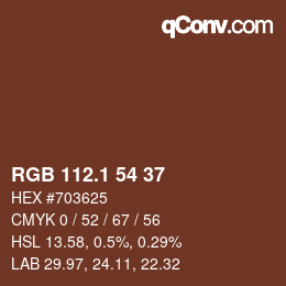 カラーコード: RGB 112.1 54 37 | qconv.com