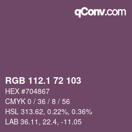 カラーコード: RGB 112.1 72 103 | qconv.com