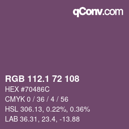 カラーコード: RGB 112.1 72 108 | qconv.com