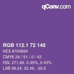 カラーコード: RGB 112.1 72 148 | qconv.com