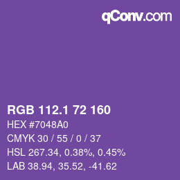 カラーコード: RGB 112.1 72 160 | qconv.com