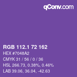 カラーコード: RGB 112.1 72 162 | qconv.com