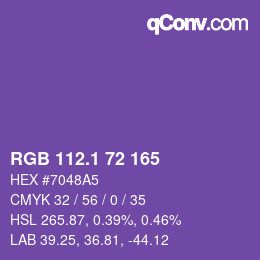 カラーコード: RGB 112.1 72 165 | qconv.com