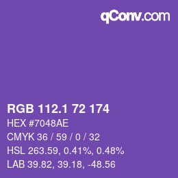 カラーコード: RGB 112.1 72 174 | qconv.com