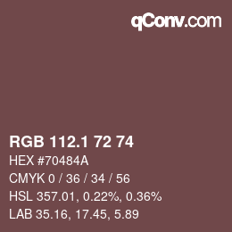 カラーコード: RGB 112.1 72 74 | qconv.com