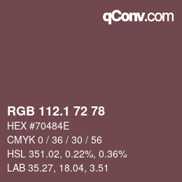 カラーコード: RGB 112.1 72 78 | qconv.com