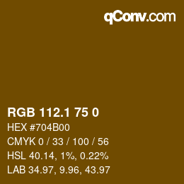 カラーコード: RGB 112.1 75 0 | qconv.com