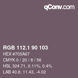 カラーコード: RGB 112.1 90 103 | qconv.com