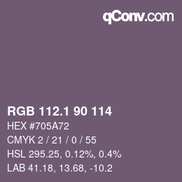 カラーコード: RGB 112.1 90 114 | qconv.com