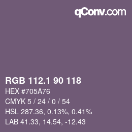 カラーコード: RGB 112.1 90 118 | qconv.com