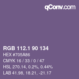 カラーコード: RGB 112.1 90 134 | qconv.com