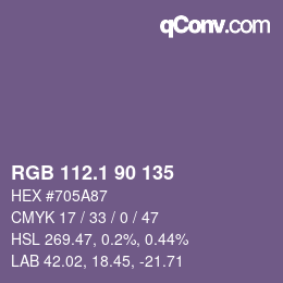 カラーコード: RGB 112.1 90 135 | qconv.com