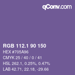 カラーコード: RGB 112.1 90 150 | qconv.com
