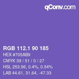 カラーコード: RGB 112.1 90 185 | qconv.com