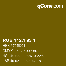カラーコード: RGB 112.1 93 1 | qconv.com
