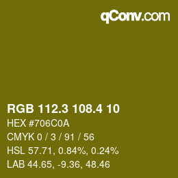 カラーコード: RGB 112.3 108.4 10 | qconv.com
