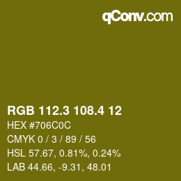 カラーコード: RGB 112.3 108.4 12 | qconv.com