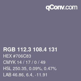 カラーコード: RGB 112.3 108.4 131 | qconv.com