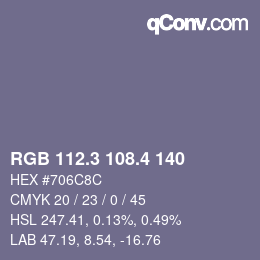 カラーコード: RGB 112.3 108.4 140 | qconv.com