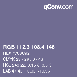 カラーコード: RGB 112.3 108.4 146 | qconv.com