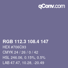 カラーコード: RGB 112.3 108.4 147 | qconv.com
