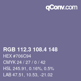 カラーコード: RGB 112.3 108.4 148 | qconv.com