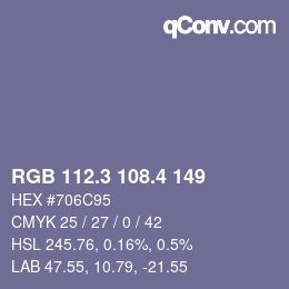 カラーコード: RGB 112.3 108.4 149 | qconv.com