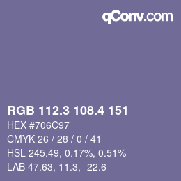 カラーコード: RGB 112.3 108.4 151 | qconv.com