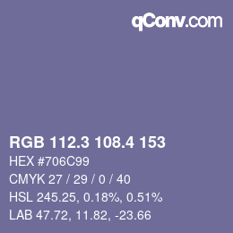カラーコード: RGB 112.3 108.4 153 | qconv.com