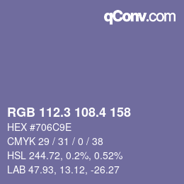 カラーコード: RGB 112.3 108.4 158 | qconv.com