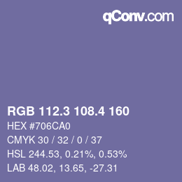 カラーコード: RGB 112.3 108.4 160 | qconv.com