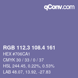 カラーコード: RGB 112.3 108.4 161 | qconv.com