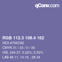 カラーコード: RGB 112.3 108.4 162 | qconv.com