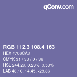 カラーコード: RGB 112.3 108.4 163 | qconv.com
