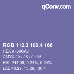 カラーコード: RGB 112.3 108.4 166 | qconv.com