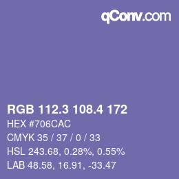 カラーコード: RGB 112.3 108.4 172 | qconv.com